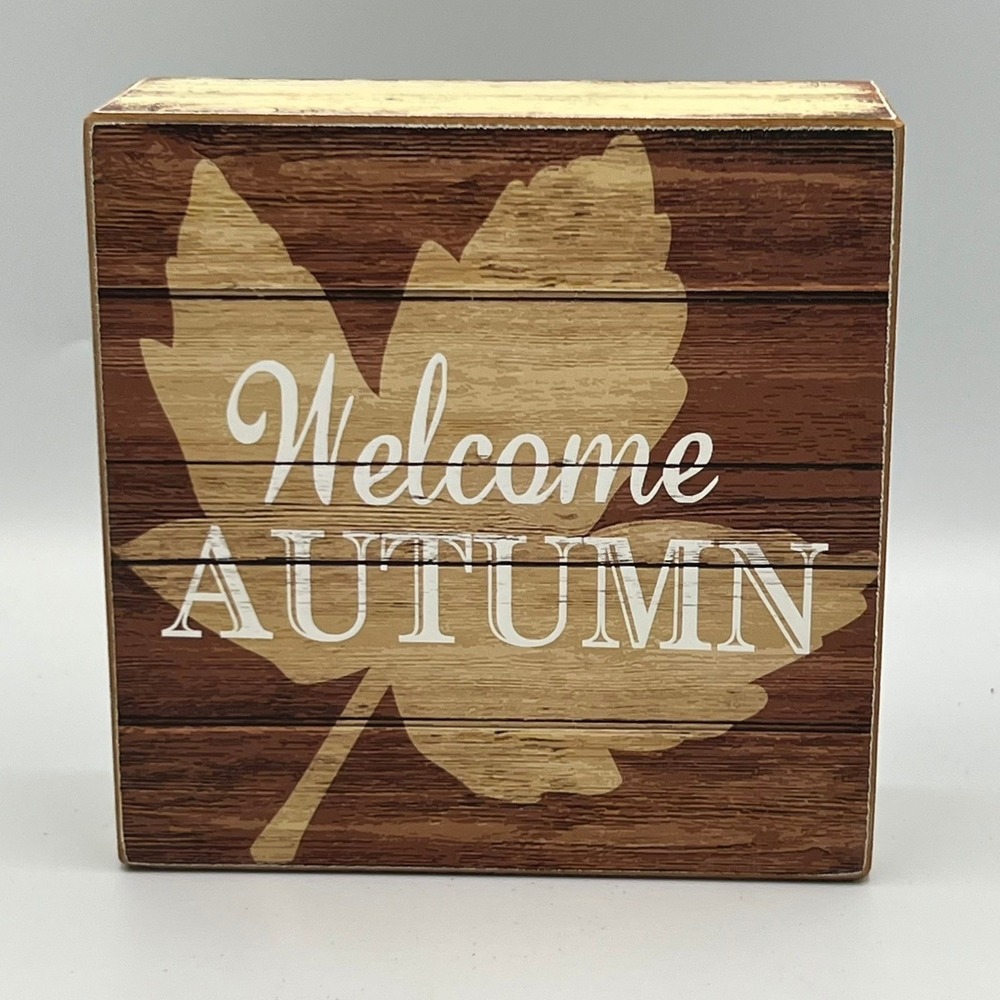 Ashland Welcome Autumn Tabletop Decor Unisex OS Brown NWOT Rustic Wood Sign